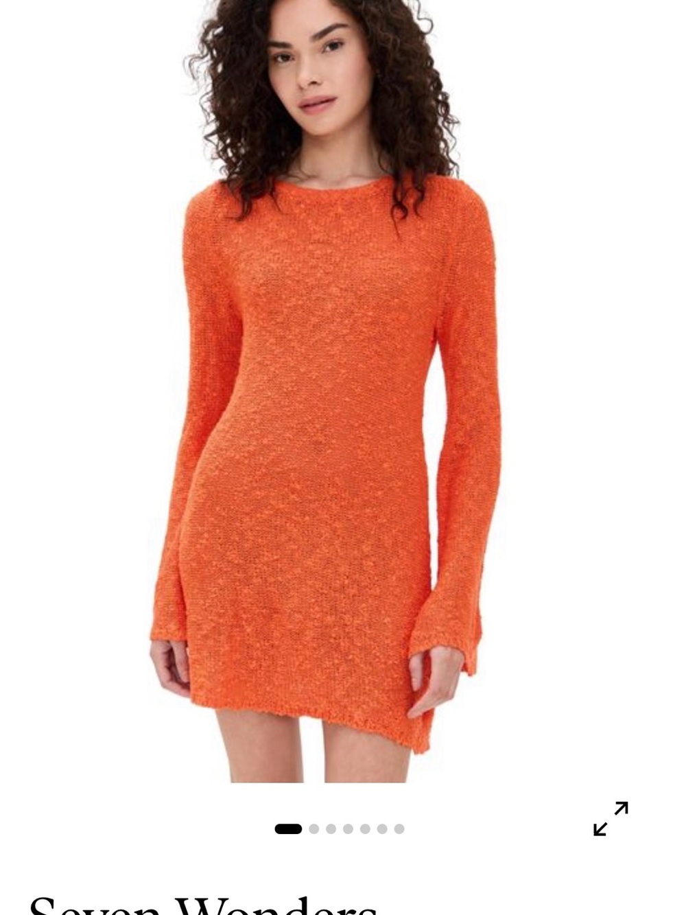 Seven Wonders Orange Textured Long-Sleeve Mini Dress